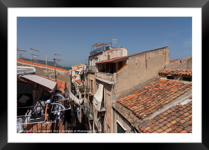 Cefalu Rooftops Framed Mounted Print by Rob Hawkins