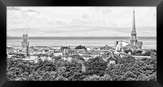 Ayr town centre skyline (mono) Framed Print by Allan Durward Photography
