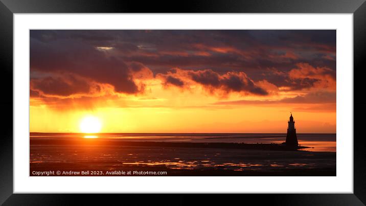 Cockerham Sands sunset Framed Mounted Print by Andrew Bell