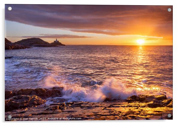 Mumbles Lighthouse, Bracelet Bay, Swansea Acrylic by Dan Santillo