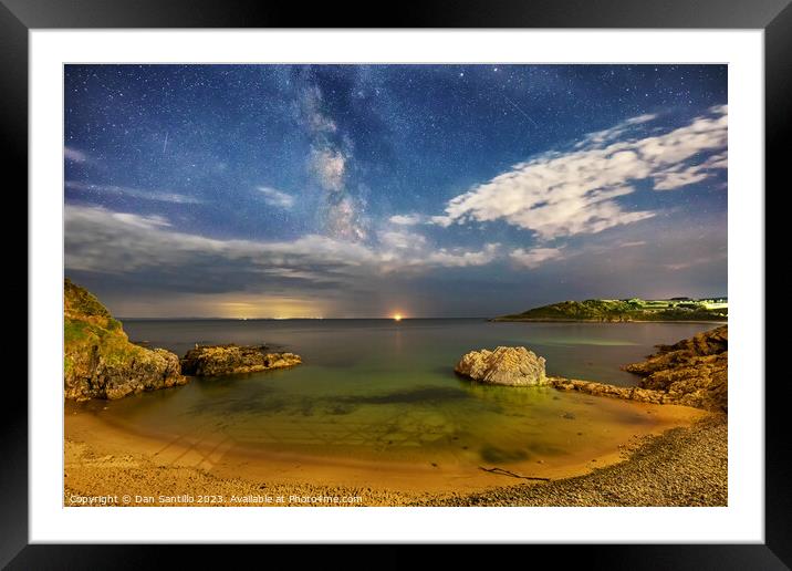 Rotherslade at Night on Gower, Wales Framed Mounted Print by Dan Santillo