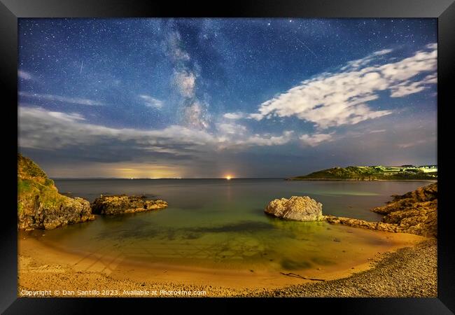 Rotherslade at Night on Gower, Wales Framed Print by Dan Santillo