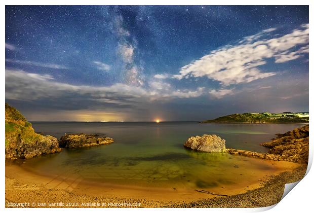 Rotherslade at Night on Gower, Wales Print by Dan Santillo