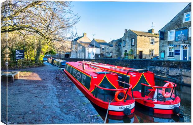 Tranquil Skipton Canal Scene Canvas Print by Steve Smith