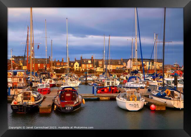 Bright and Bold Arbroath Harbour Framed Print by Janet Carmichael
