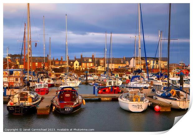 Bright and Bold Arbroath Harbour Print by Janet Carmichael