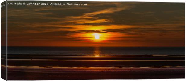 Sunset at Formby beach Canvas Print by Cliff Kinch