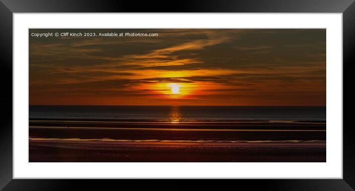 Sunset at Formby beach Framed Mounted Print by Cliff Kinch