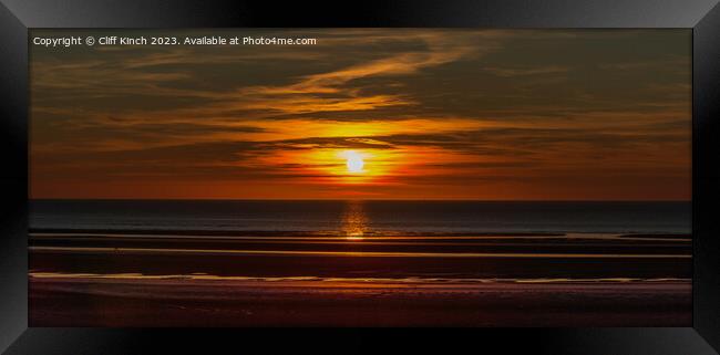 Sunset at Formby beach Framed Print by Cliff Kinch