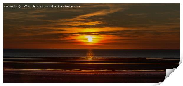 Sunset at Formby beach Print by Cliff Kinch