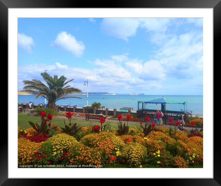 Stunning Weymouth Bay Panorama Framed Mounted Print by Les Schofield