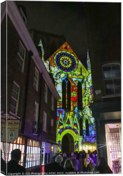 York Minster Colour and Light Projection image 1 Canvas Print by GJS Photography Artist