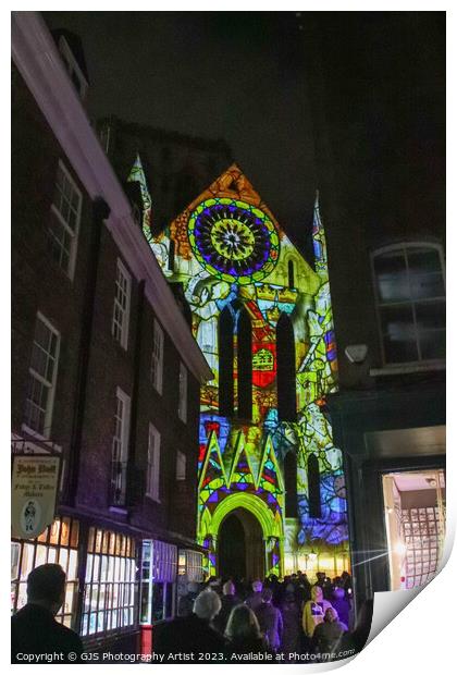 York Minster Colour and Light Projection image 1 Print by GJS Photography Artist