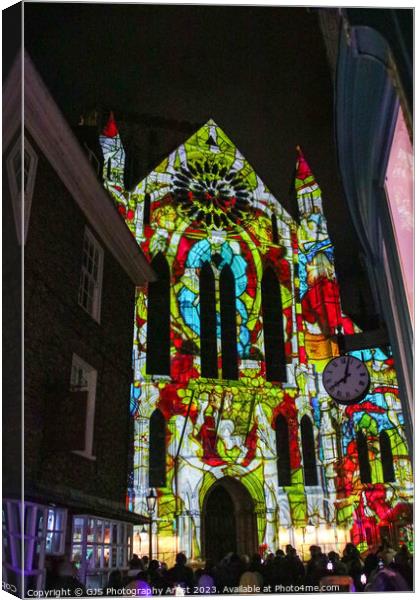 York Minster Colour and Light Projection image 2 Canvas Print by GJS Photography Artist
