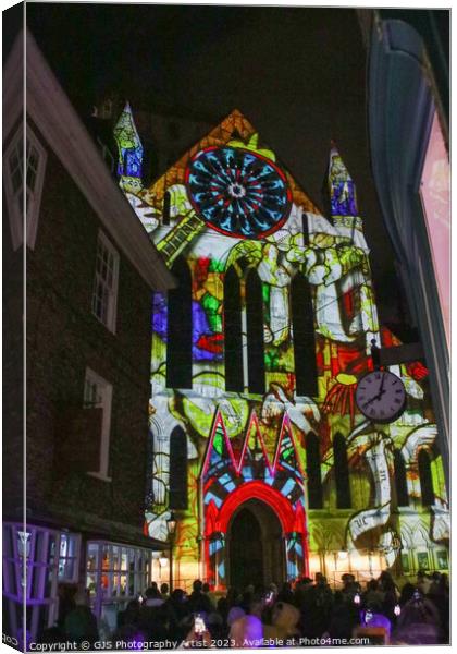 York Minster Colour and Light Projection image 3 Canvas Print by GJS Photography Artist