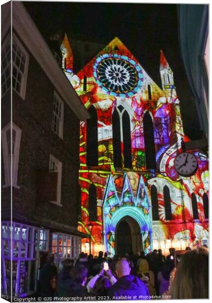 York Minster Colour and Light Projection image 5 Canvas Print by GJS Photography Artist