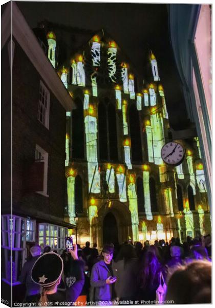 York Minster Colour and Light Projection image 7 Canvas Print by GJS Photography Artist