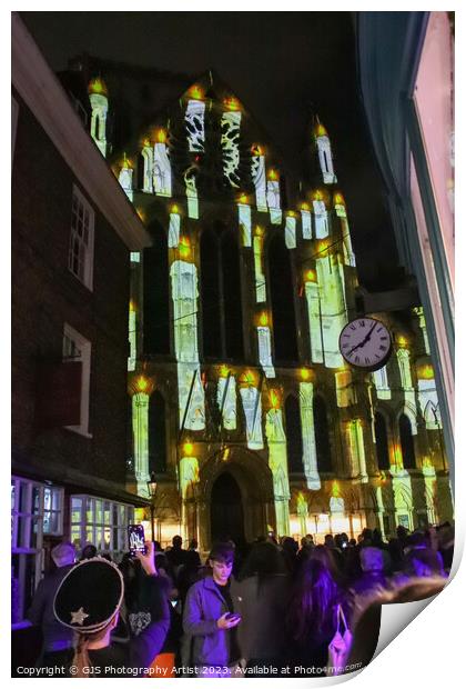 York Minster Colour and Light Projection image 7 Print by GJS Photography Artist
