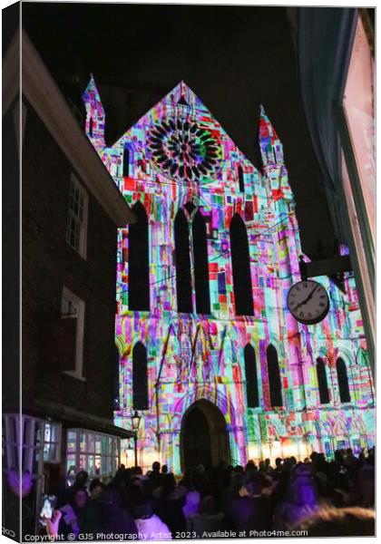 York Minster Colour and Light Projection image 10 Canvas Print by GJS Photography Artist