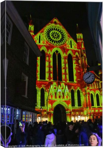 York Minster Colour and Light Projection image 11 Canvas Print by GJS Photography Artist