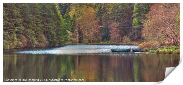 Boats On A Loch Reflections Highland Scotland Print by OBT imaging