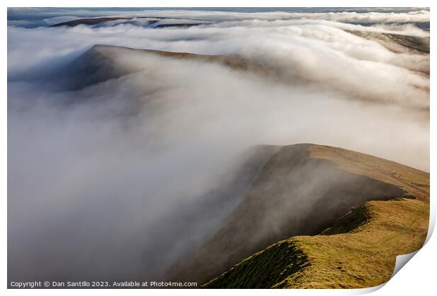 Cribyn in the clouds, Brecon Beacons Print by Dan Santillo