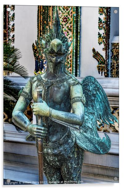 Bird Guardian Statue Grand Palace Bangkok Thailand Acrylic by William Perry