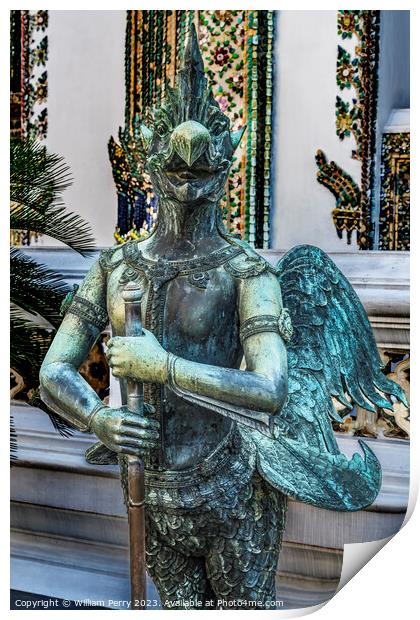 Bird Guardian Statue Grand Palace Bangkok Thailand Print by William Perry