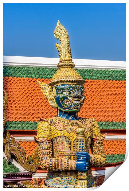 Blue Guardian Grand Palace Bangkok Thailand Print by William Perry