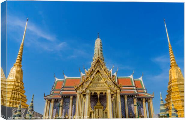 Golden Pagodas Royal Pantheon Grand Palace Bangkok Thailand Canvas Print by William Perry