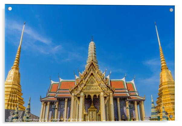 Golden Pagodas Royal Pantheon Grand Palace Bangkok Thailand Acrylic by William Perry