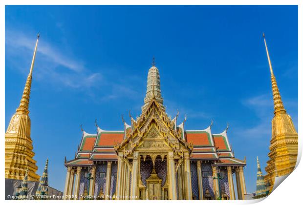Golden Pagodas Royal Pantheon Grand Palace Bangkok Thailand Print by William Perry