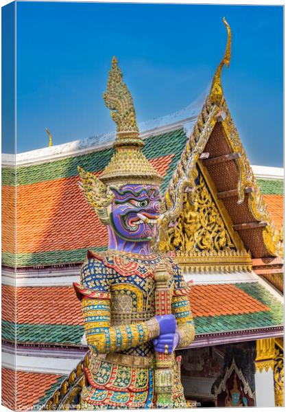 Purple Guardian Statue Grand Palace Bangkok Thailand Canvas Print by William Perry