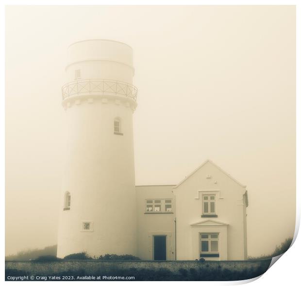 Misty Old Hunstanton Lighthouse Print by Craig Yates