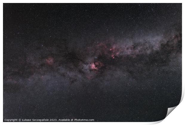Milky Way, Cygnus constellation and nebulas Print by Łukasz Szczepański
