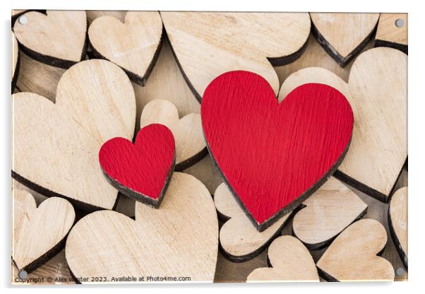 romantic love hearts  Acrylic by Alex Winter