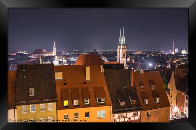 Cityscape of historic city center Nuremberg Framed Print by Alex Winter