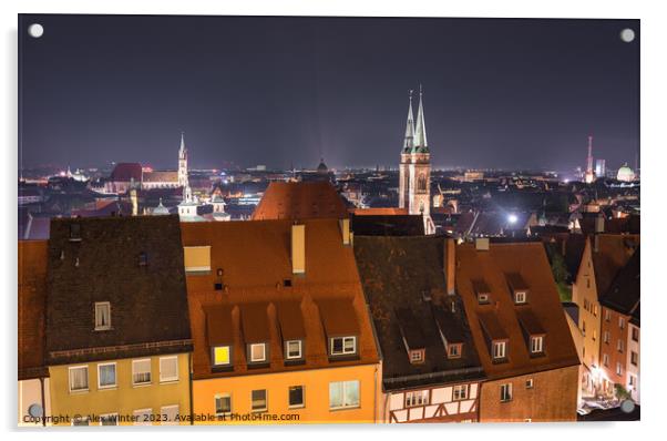 Cityscape of historic city center Nuremberg Acrylic by Alex Winter