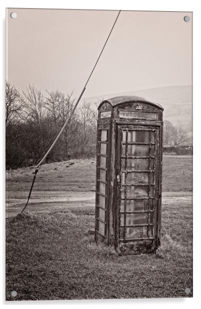 Old Telephone Box, Marsett, Yorkshire Acrylic by Rob Cole
