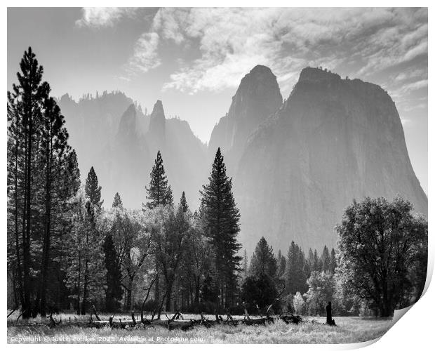 Cathedral Rocks, Yosemite, California Print by Justin Foulkes