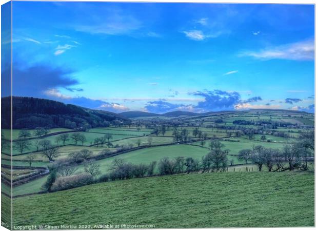 Captivating Clun Valley Landscape Canvas Print by Simon Marlow