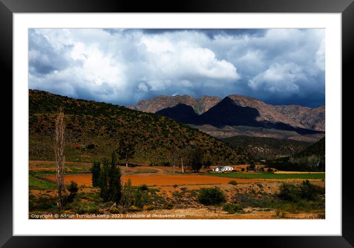 Farmhouse at the foot of Kammanassie mountains near De  Rust, Western Cape.	 Framed Mounted Print by Adrian Turnbull-Kemp