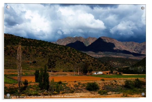 Farmhouse at the foot of Kammanassie mountains near De  Rust, Western Cape.	 Acrylic by Adrian Turnbull-Kemp