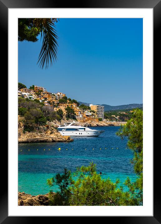 Cala fornells yacht majorca Framed Mounted Print by Alex Winter