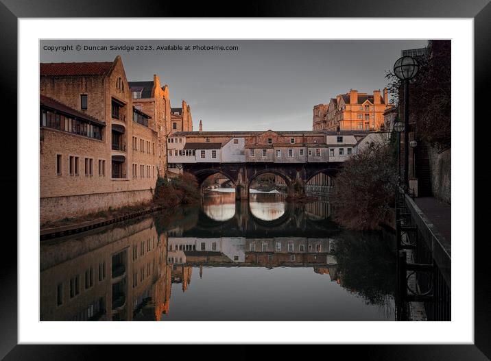 Rear of the world famous Pulteney Bridge in Bath Framed Mounted Print by Duncan Savidge