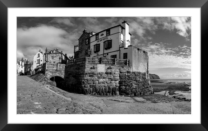 Robin Hoods Bay black and white Framed Mounted Print by Tim Hill