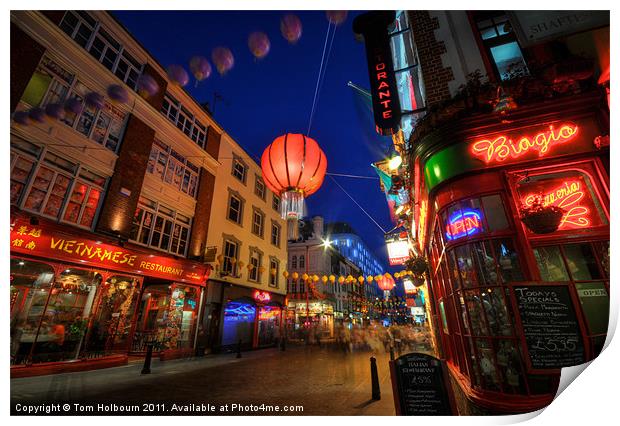 Night in Chinatown, London Print by Tom Holbourn