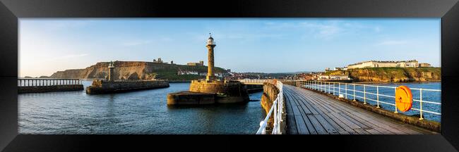 Whitby Pier Panoramic Framed Print by Tim Hill
