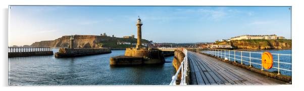 Whitby Pier Panoramic Acrylic by Tim Hill