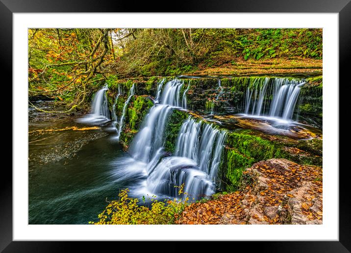 Sgwd y Pannwr Waterfall, Brecon Beacons Four Falls Trail Framed Mounted Print by David Ross
